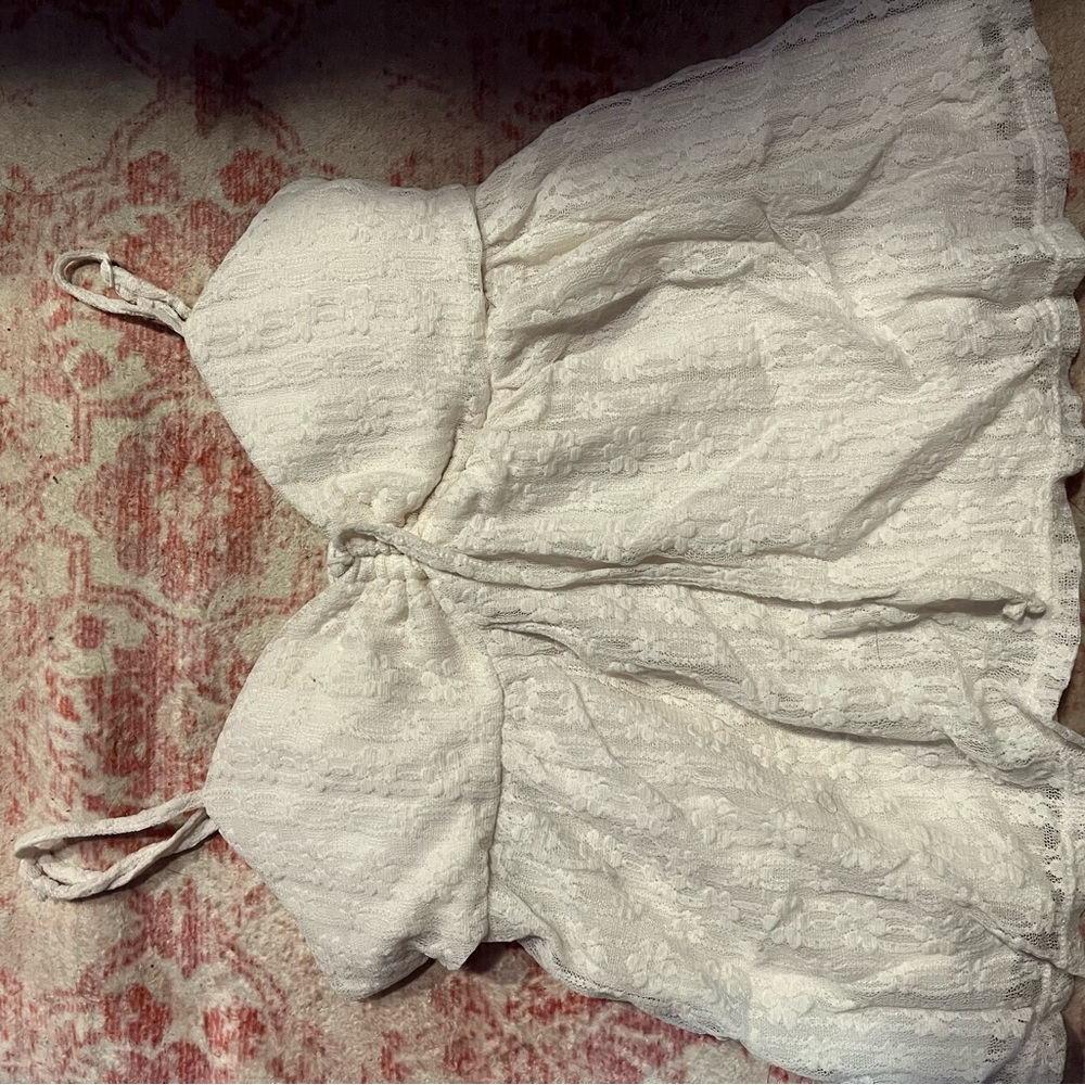 White Lace Sleeveless Babydoll Top
